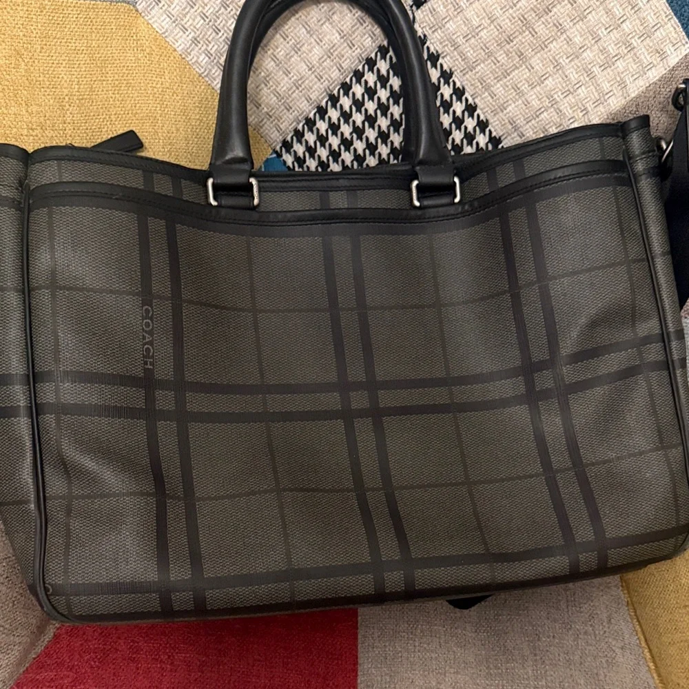 Coach Gray Plaid Men's Briefcase